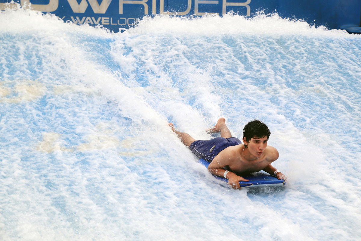 Malaysia’s first Surf Simulator - Flow Rider. Flaunt your surfing skills at the first and only outdoor surfing simulator in Malaysia!